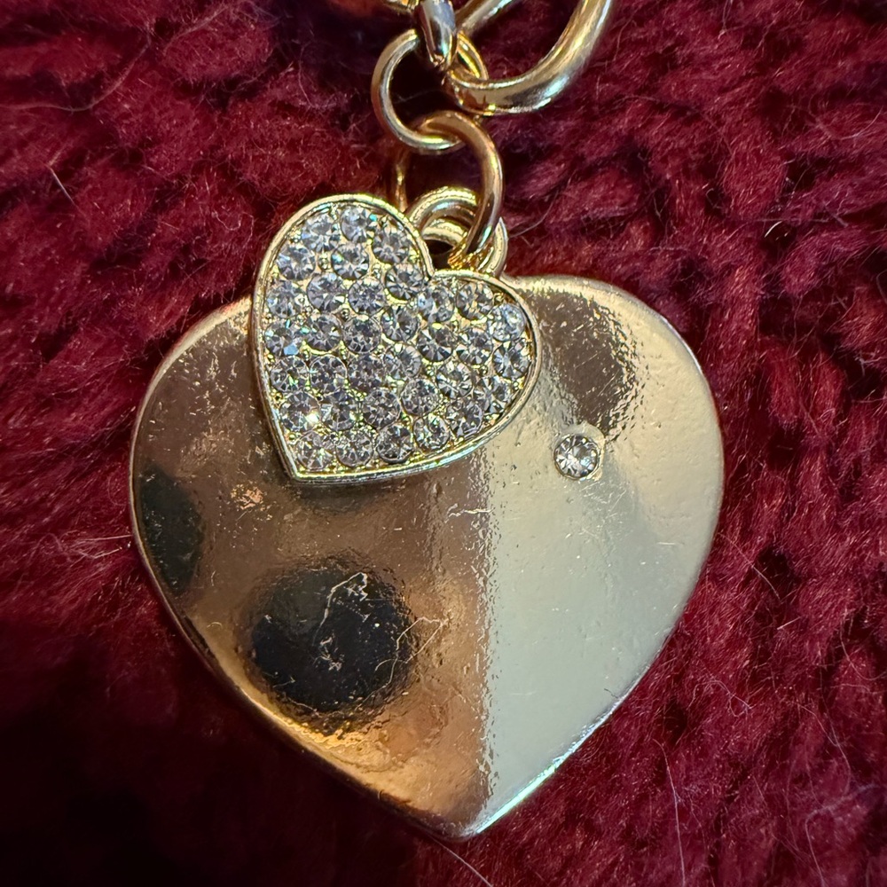 Gold Heart Pendant with Crystals